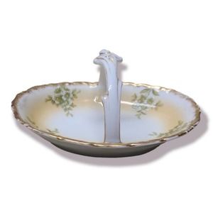 Vintage T and V France Boat Basket Dish Floral Flower 6.5 x 4.75 x 3.5 T&V
